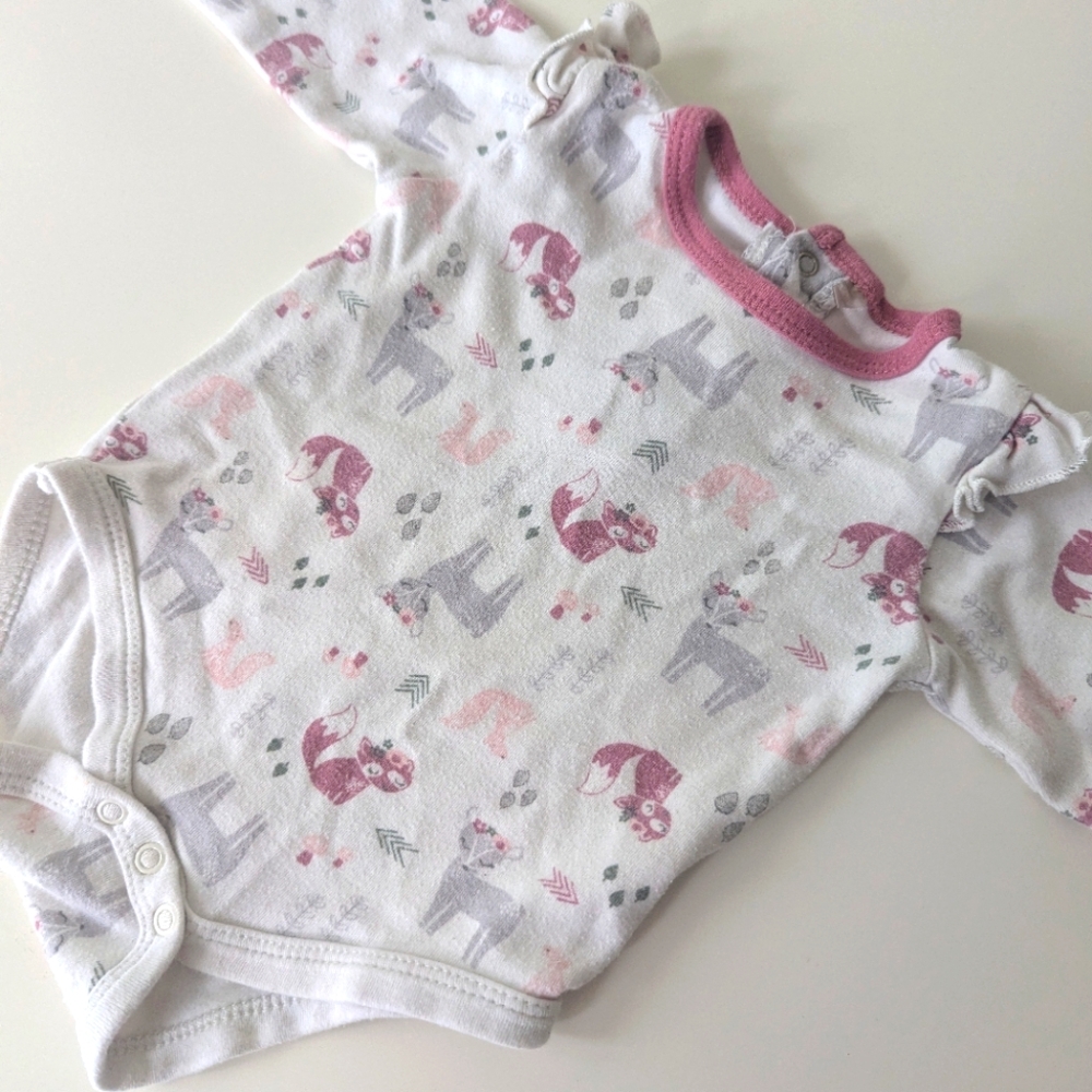 Foxes And Deer Baby Girl Onesie